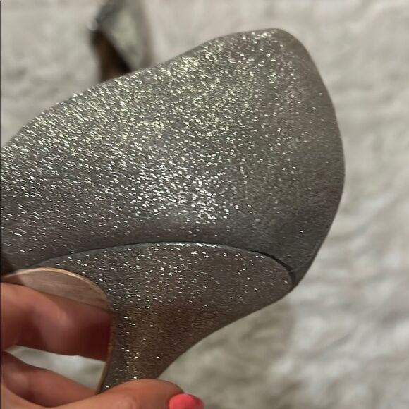 Badgley Mischka D’ Orsay Silver Embellished Heels - Picture 8 of 12